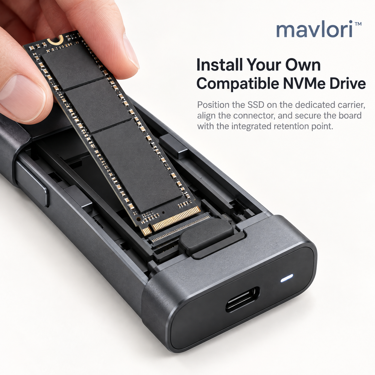 Mavlori™ DriveShell Tool-Free USB-C NVMe SSD Enclosure
