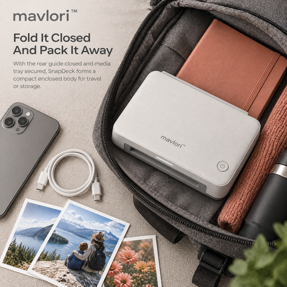 Mavlori™ SnapDeck Portable Wireless Photo Printer