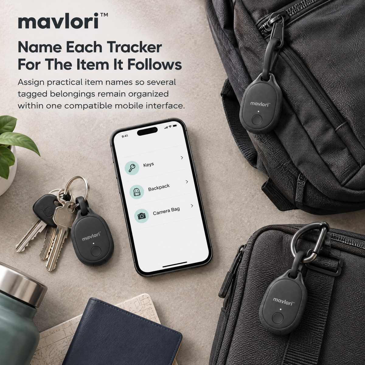 Mavlori™ TraceTag Rechargeable Travel Item Tracker