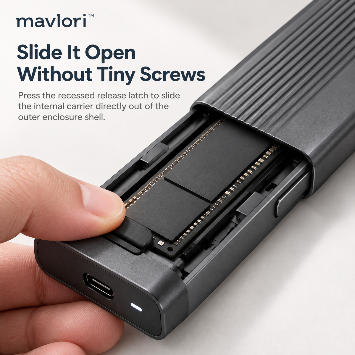 Mavlori™ DriveShell Tool-Free USB-C NVMe SSD Enclosure