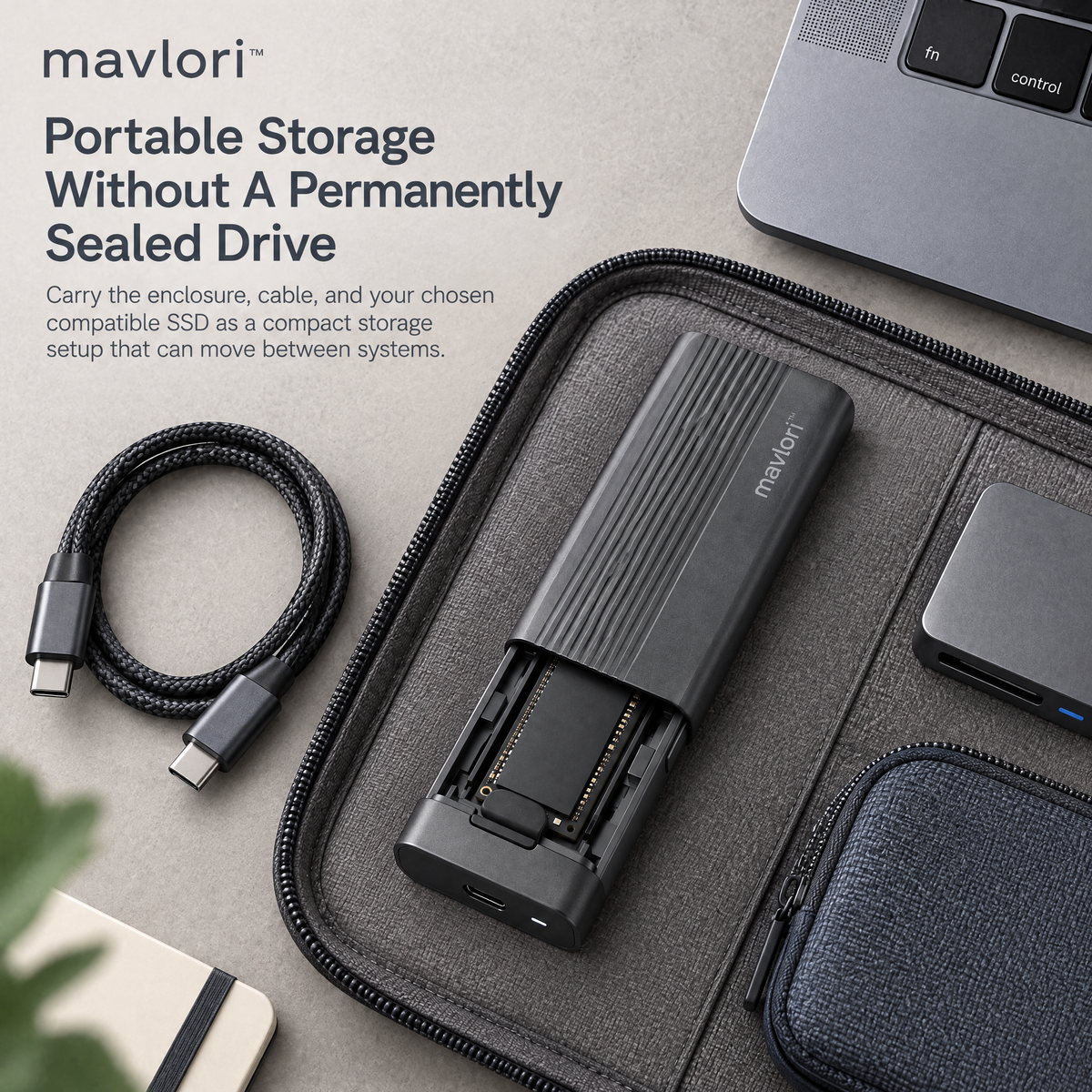 Mavlori™ DriveShell Tool-Free USB-C NVMe SSD Enclosure