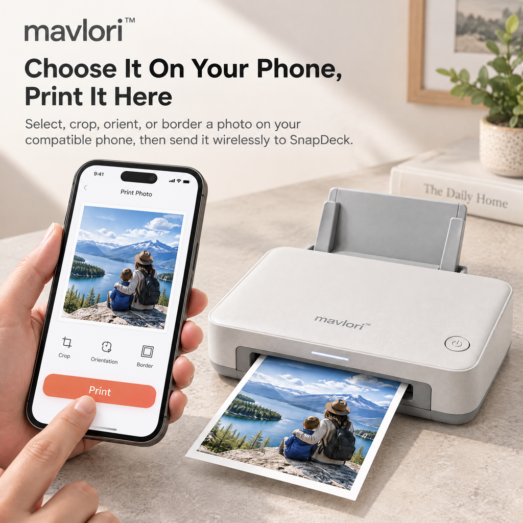 Mavlori™ SnapDeck Portable Wireless Photo Printer