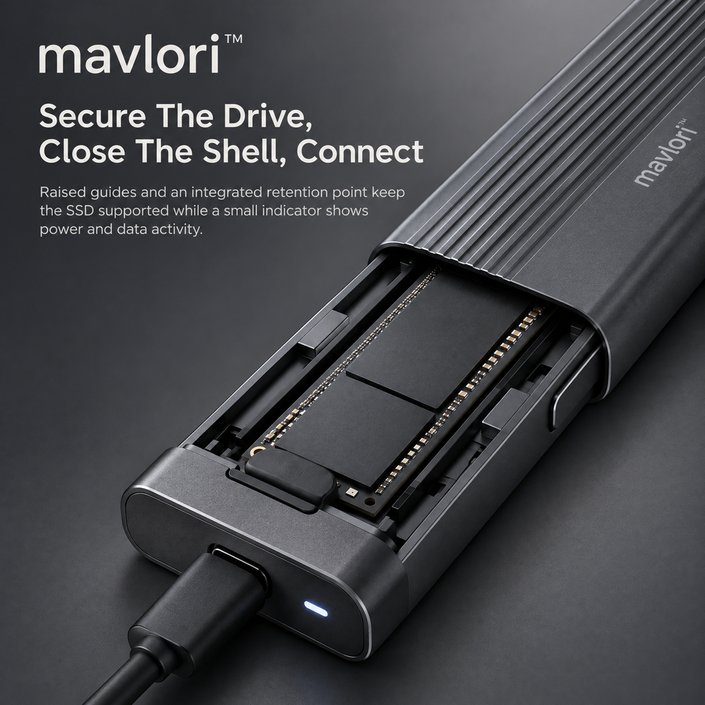 Mavlori™ DriveShell Tool-Free USB-C NVMe SSD Enclosure