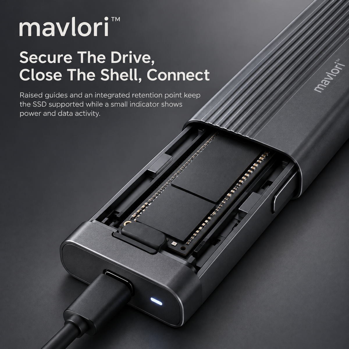 Mavlori™ DriveShell Tool-Free USB-C NVMe SSD Enclosure